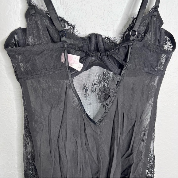 Victoria Secret Slip 36C Chemise lingerie Sheer Sequin Black Underwired Push up - Picture 5 of 7